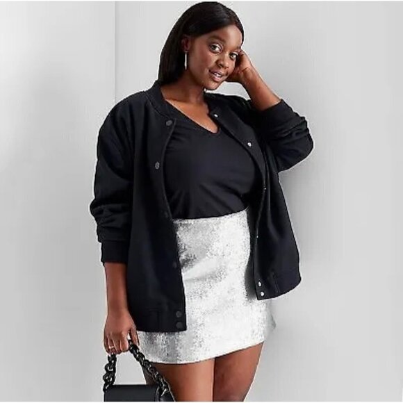 Future Collective with Kahlana sequin a-line mini skirt Plus Size 1X NWT - Picture 2 of 4